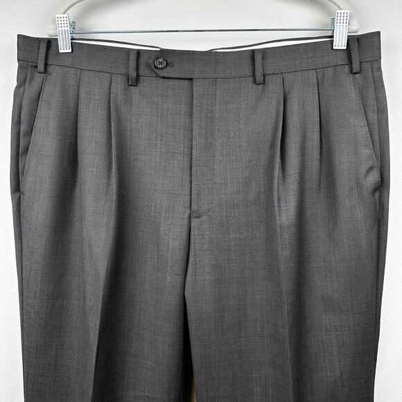 Ralph Lauren Men's Trouser Pants 100% Wool Pleats Cuffed Brown 38x32 Career - Picture 2 of 7